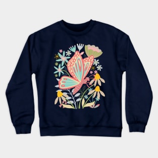 BUTTERFLY LANDING Cute Bug Insect Floral - UnBlink Studio by Jackie Tahara Crewneck Sweatshirt